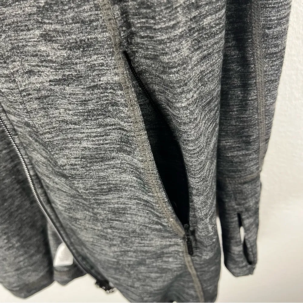 ATHLETA CYA Stronger Heather Gray Full Zipper Scuba Jacket, Size Medium - Image 5