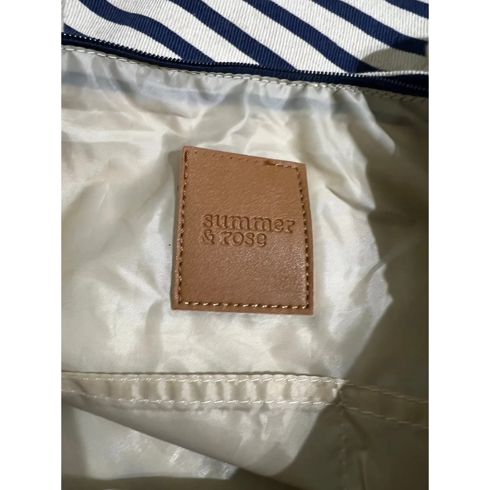 Summer & Rose Tote Bag Striped Nautical Beach Rope Handles Zip Closure NWOT - Image 4