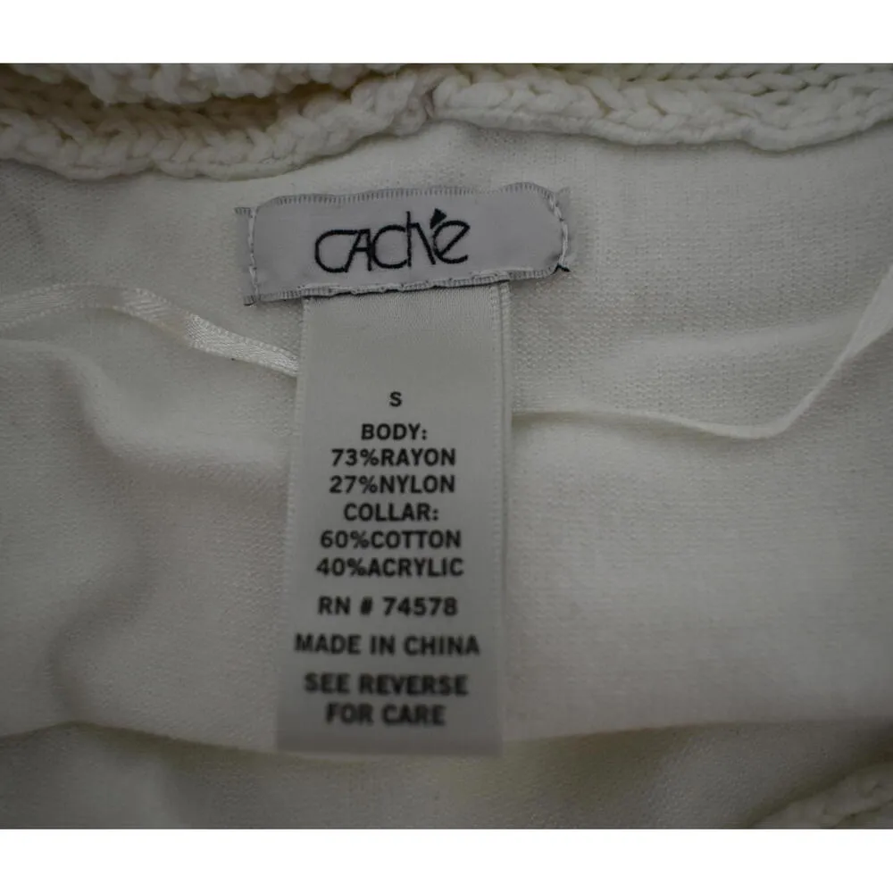 Cache Cream Off Shoulder Tassel Knit Sweater Size Small - Image 7