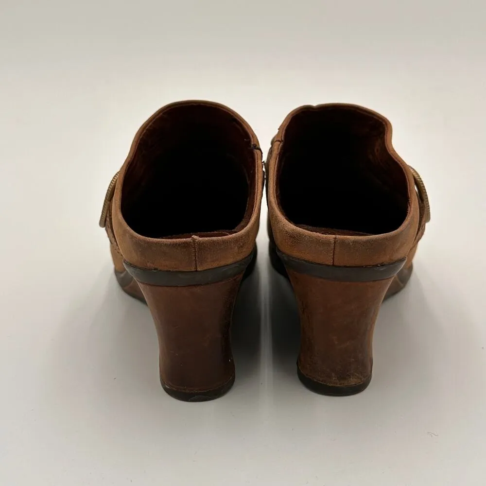 Ariat Brown Distressed Braided Wedge Slip On Mules Size 9 - Image 5