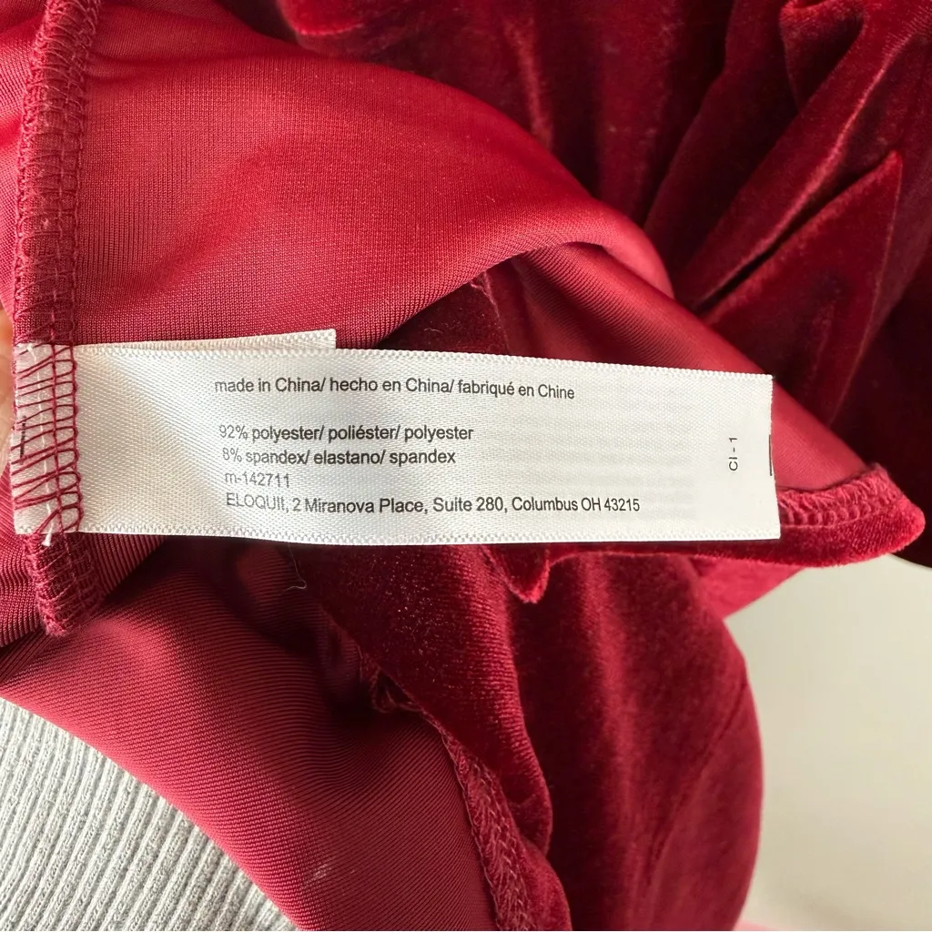 Eloquii Velvet Puff Sleeve Wrap Midi Dress Size 20 Holiday Special Occasion Wine - Image 8