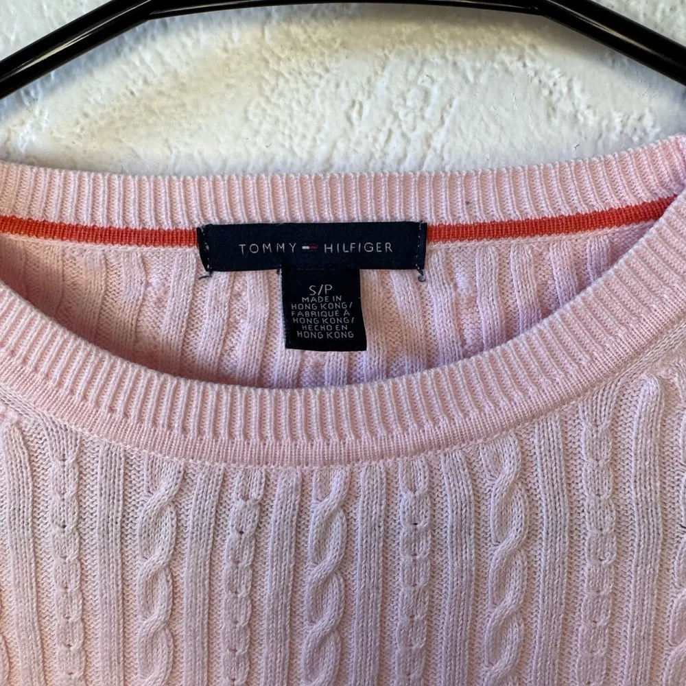 Tommy Hilfiger Pink Lightweight Quarter Sleeve Cotton Spring Sweater Size Small - Image 3