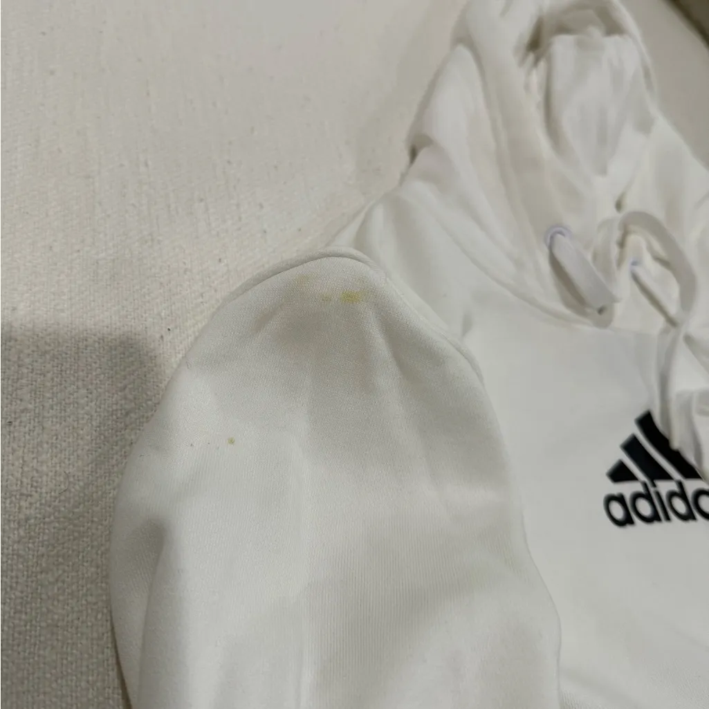 Adidas white Hoodie with Black Zigzag Trim - Image 3