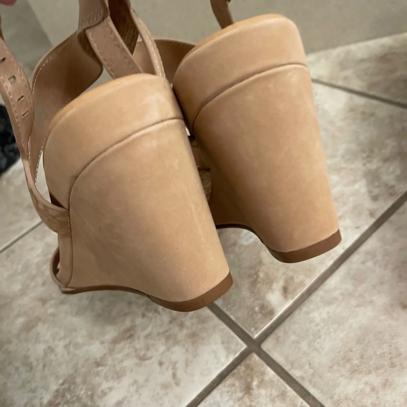 Corso Como Snow Leopard latte Leather Ankle Strap Wedge Sandals NEW 10M nashila - Image 3