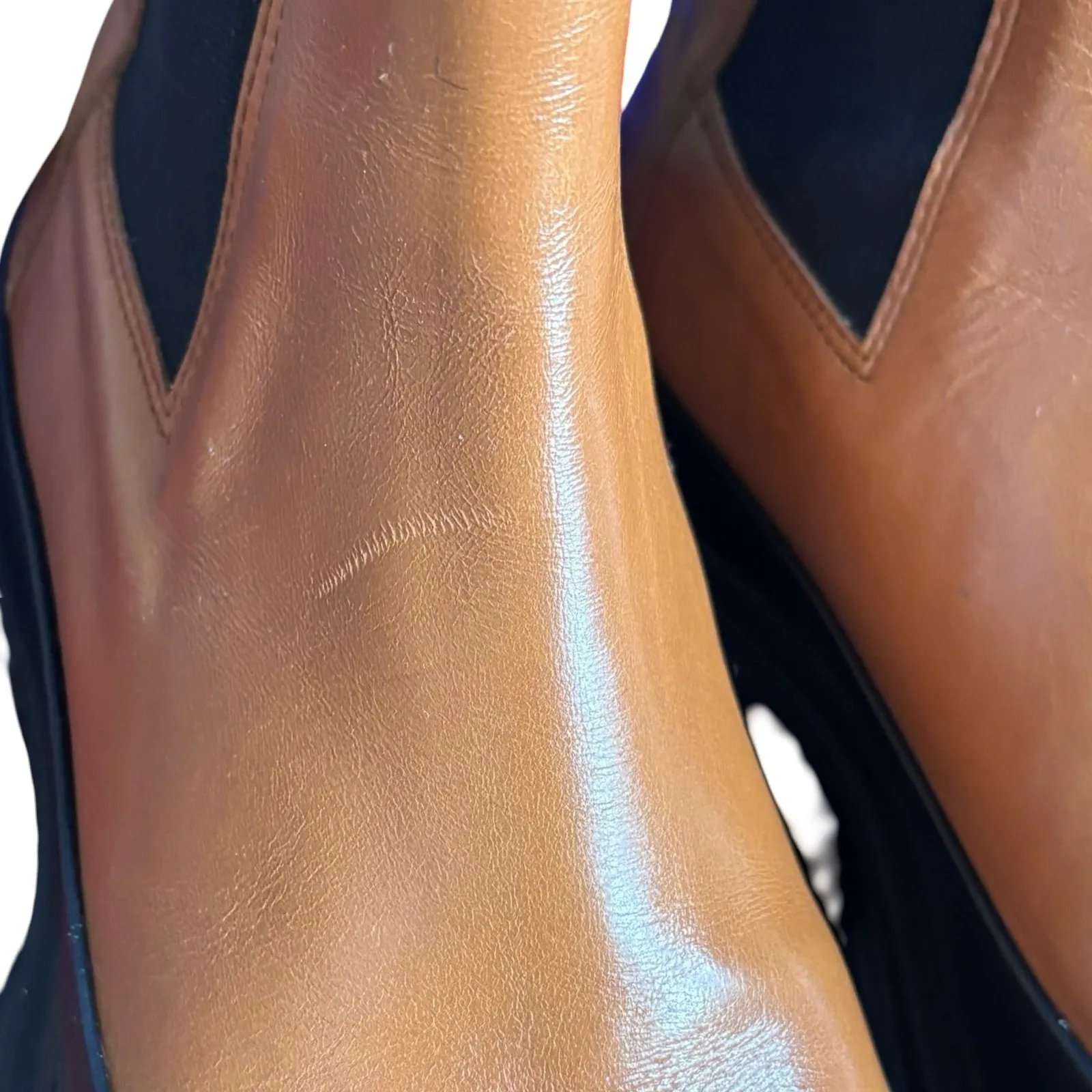 AllSaints Harlee Tan Brown Leather Lug Sole Chelsea Boots Size 8 Statement - Image 9