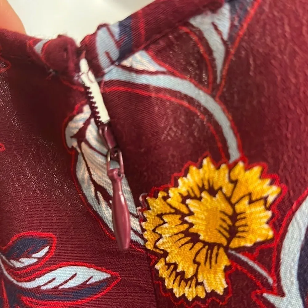 Old Navy Brick Red Floral Sundress with Key Hope Cutout- Small Tall - Image 5