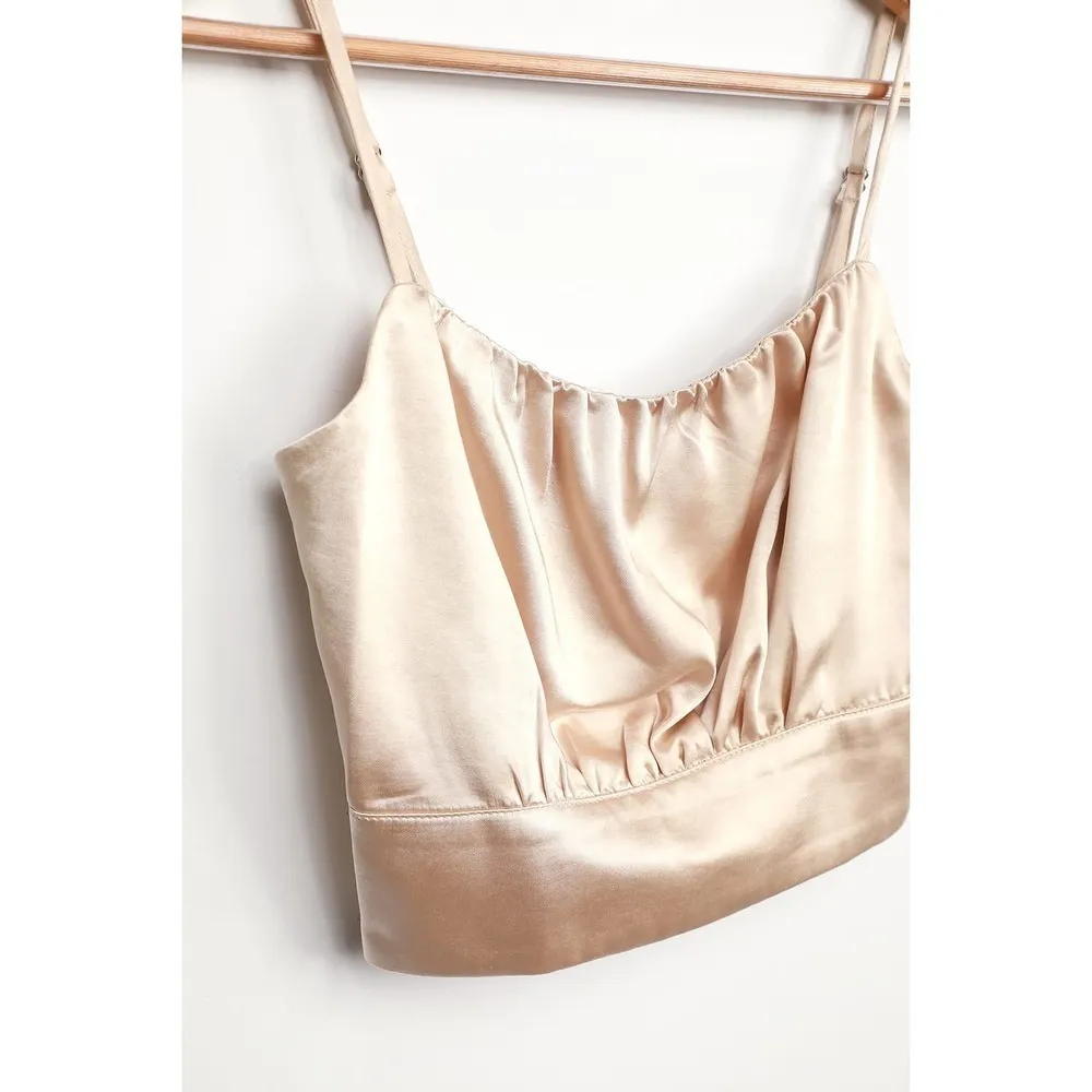 Lulus Luxe'd Out Champagne Satin Cropped Tank Top NWT SOLD OUT‎ - Image 7