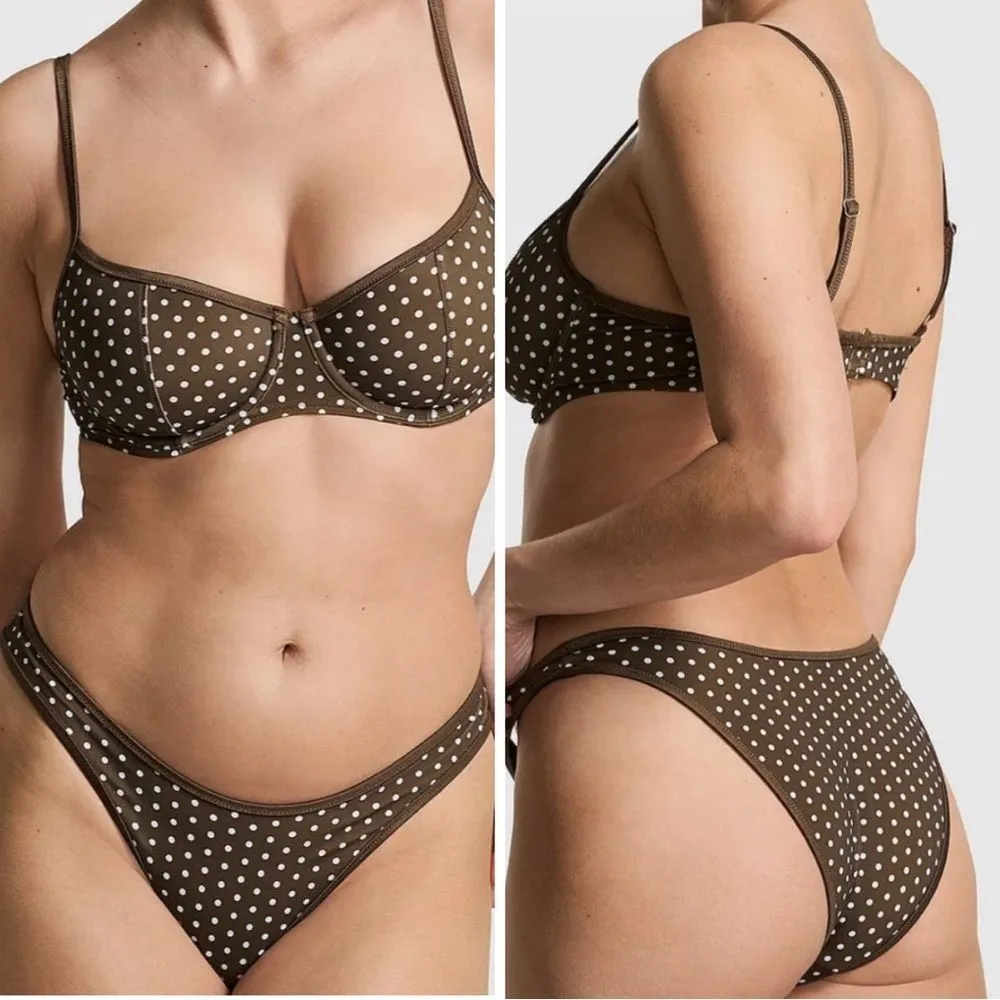 NWT Frankie’s Bikinis Polka Dot Golden Hour Bottoms Brown- Size Large - Image 2
