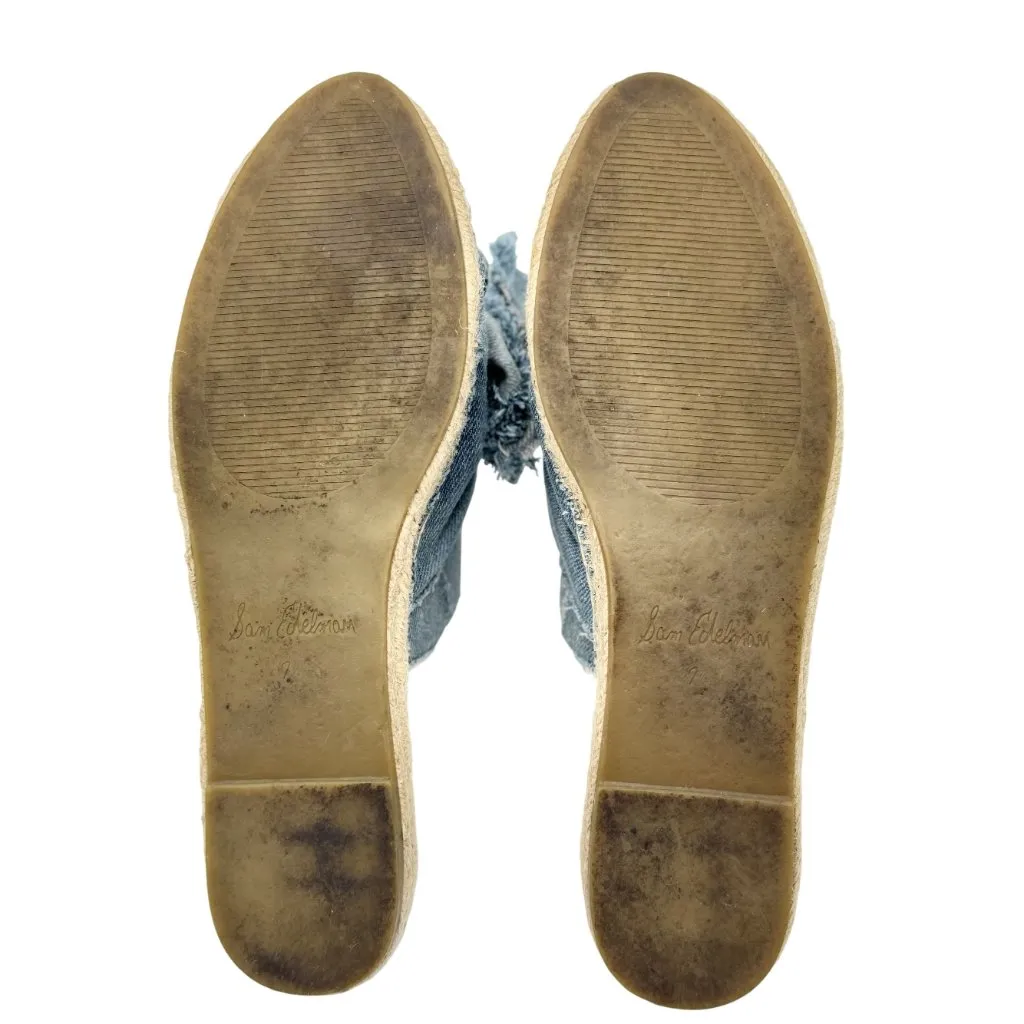 Sam Edelman Womens Sandals Size 7.5M Denim Espadrille With Bow Detail & Frayed E - Image 7