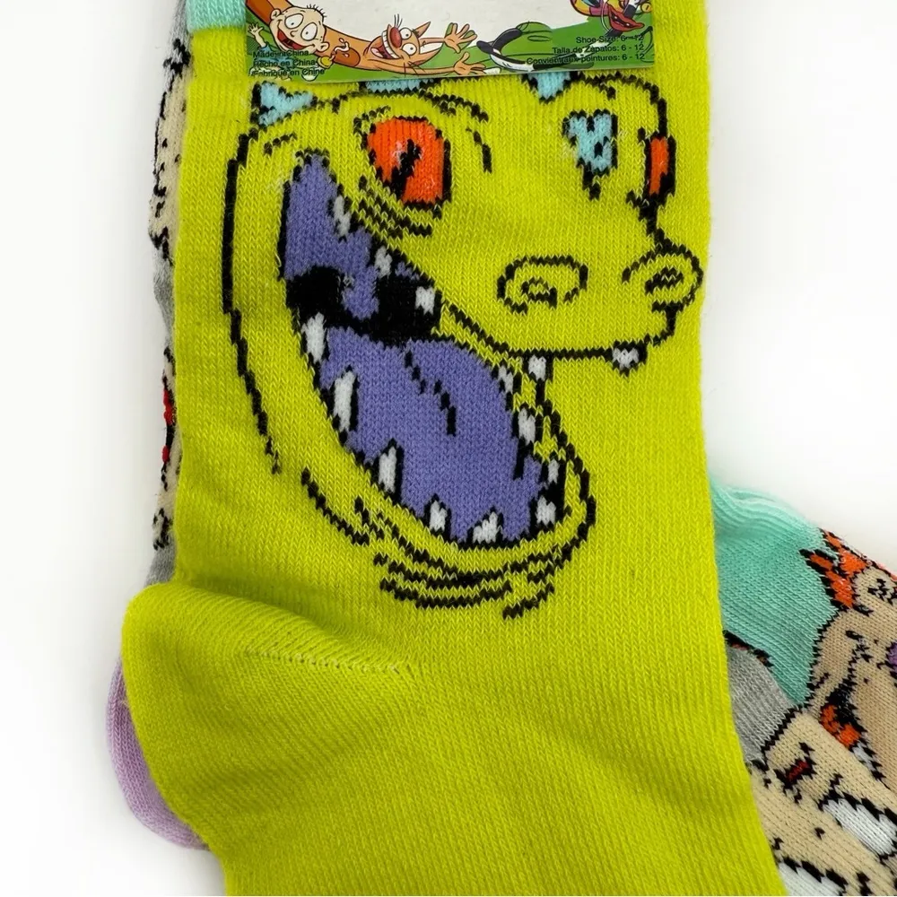 Nickelodeon Rugrats Crew Socks Reptar Chuckie Tommy 90s Retro Gift Mens Womens - Image 4