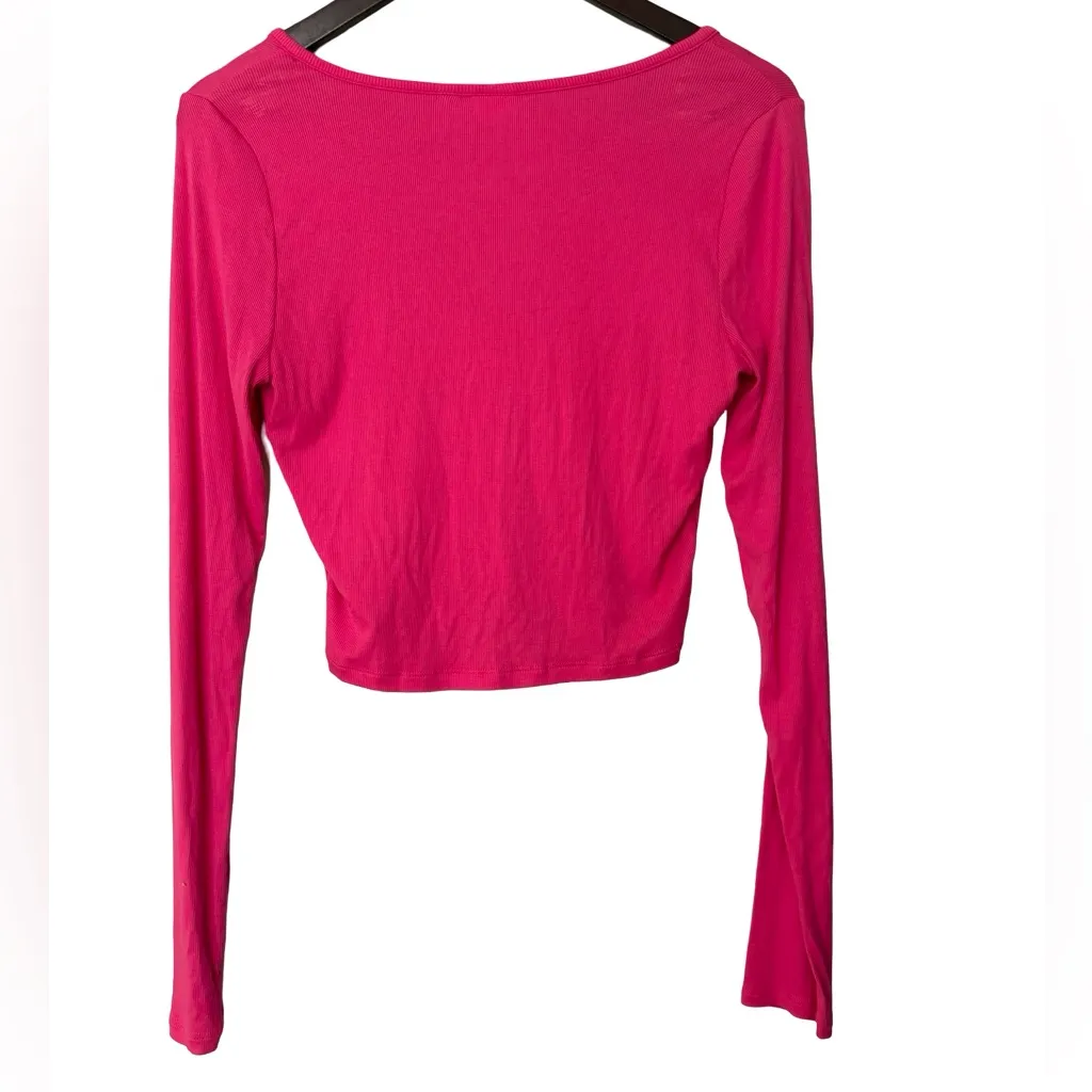 Aritzia Sunday Best Pink Ribbed Cardigan Top Size Large L - Image 6