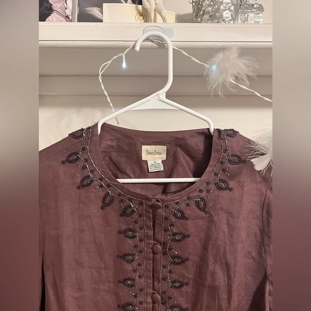 VENDOR ITEM : Vintage Neiman Marcus Mauve Beaded Blouse - Image 6