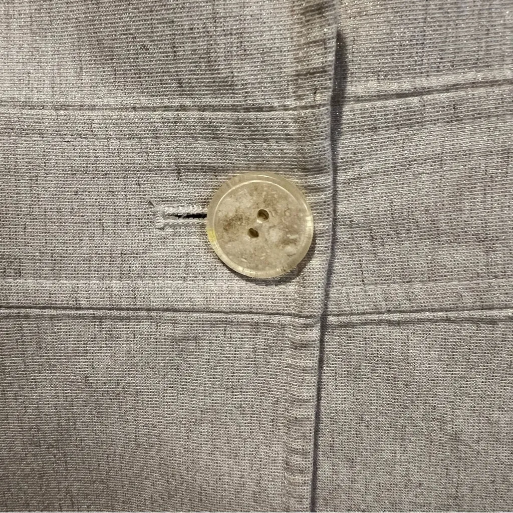 White House Black Market Cream Metallic 3/4 Sleeves One Button Blazer size 10 - Image 2