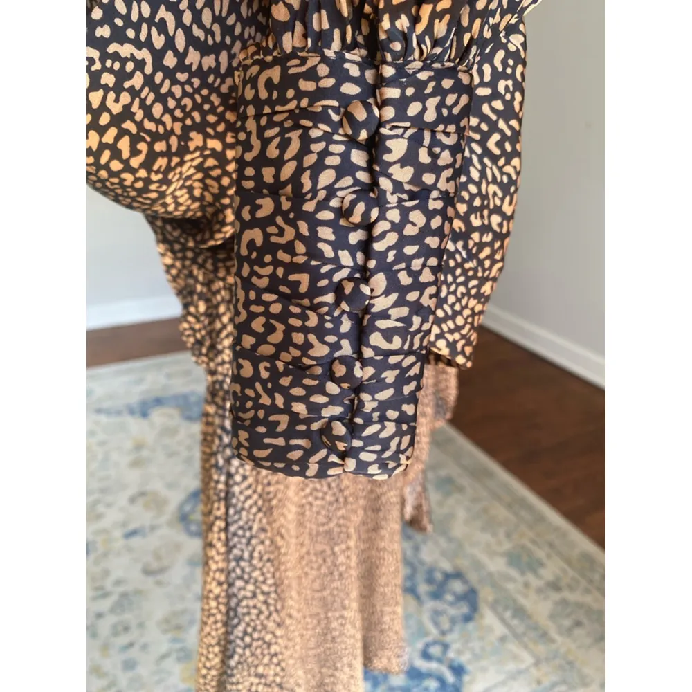 Buddy Love Leopard Mini Dress XS Boho Date Night Wedding Event Spring Summer Black - Image 8