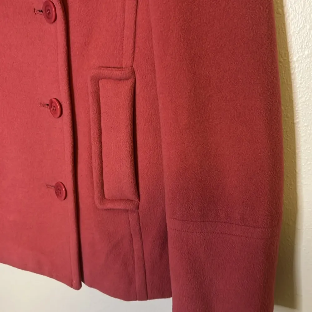 Garnet Hill Coral Orange Pink Wool Blend Double Breasted Pea Coat 6 - Image 7