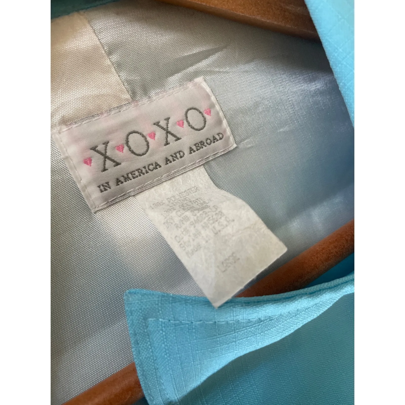 AMAZING Vintage Y2K XOXO 2 Piece Suit Pant Jacket NWT 70's Sky Blue Chain Belt - Image 5