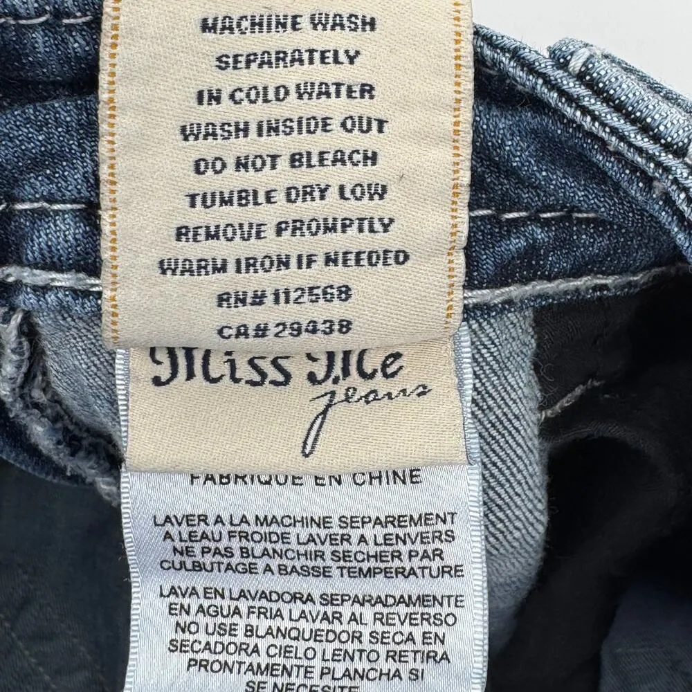 Miss Me jeans cuffed capri 30 straight mid rise embellished bling blue denim - Image 13