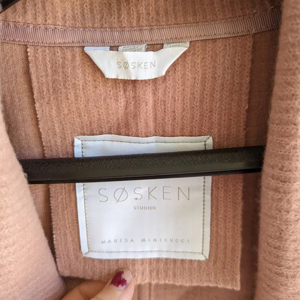 Sosken Studios Bella Knit Duster Cardigan Sweater Oversize Rose Pink Medium Top - Image 7