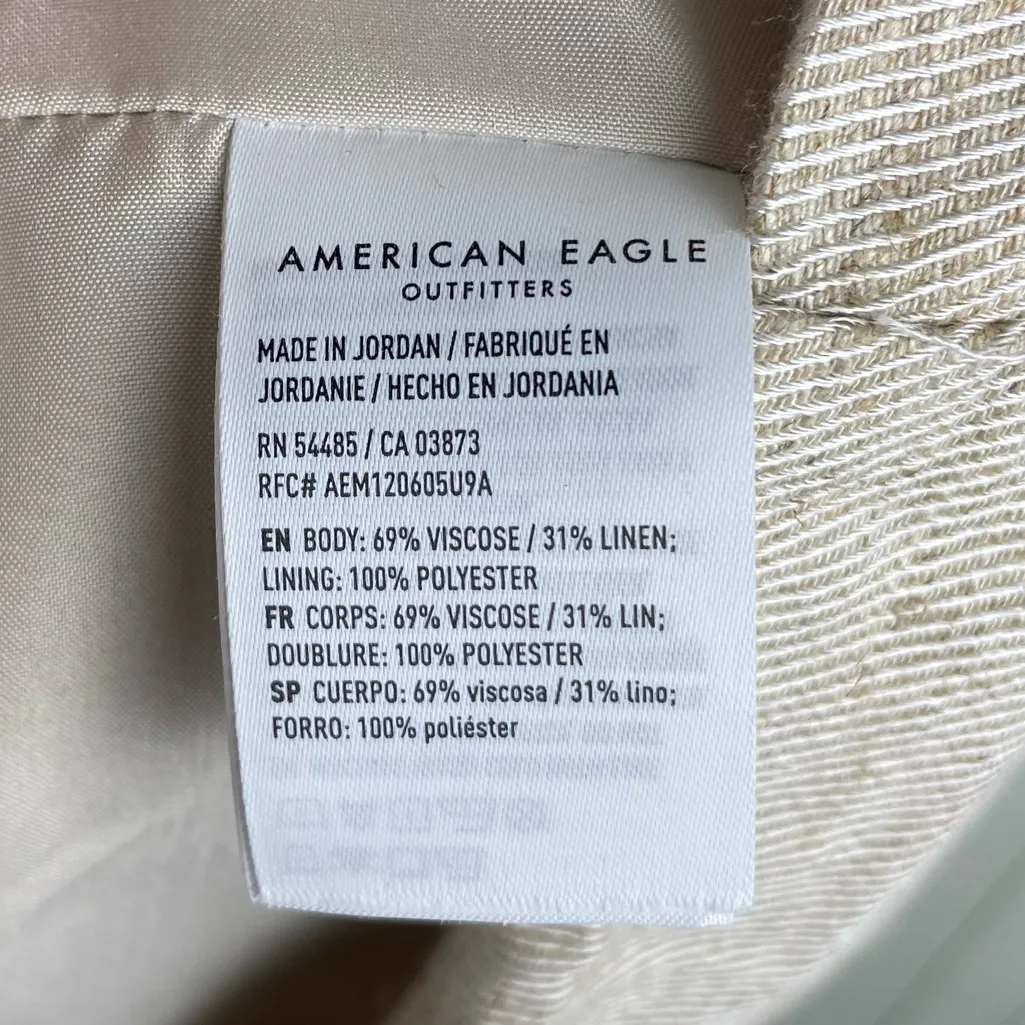NEW American Eagle Linen Viscose Boyfriend Fit Blazer Size Medium Single Button - Image 9