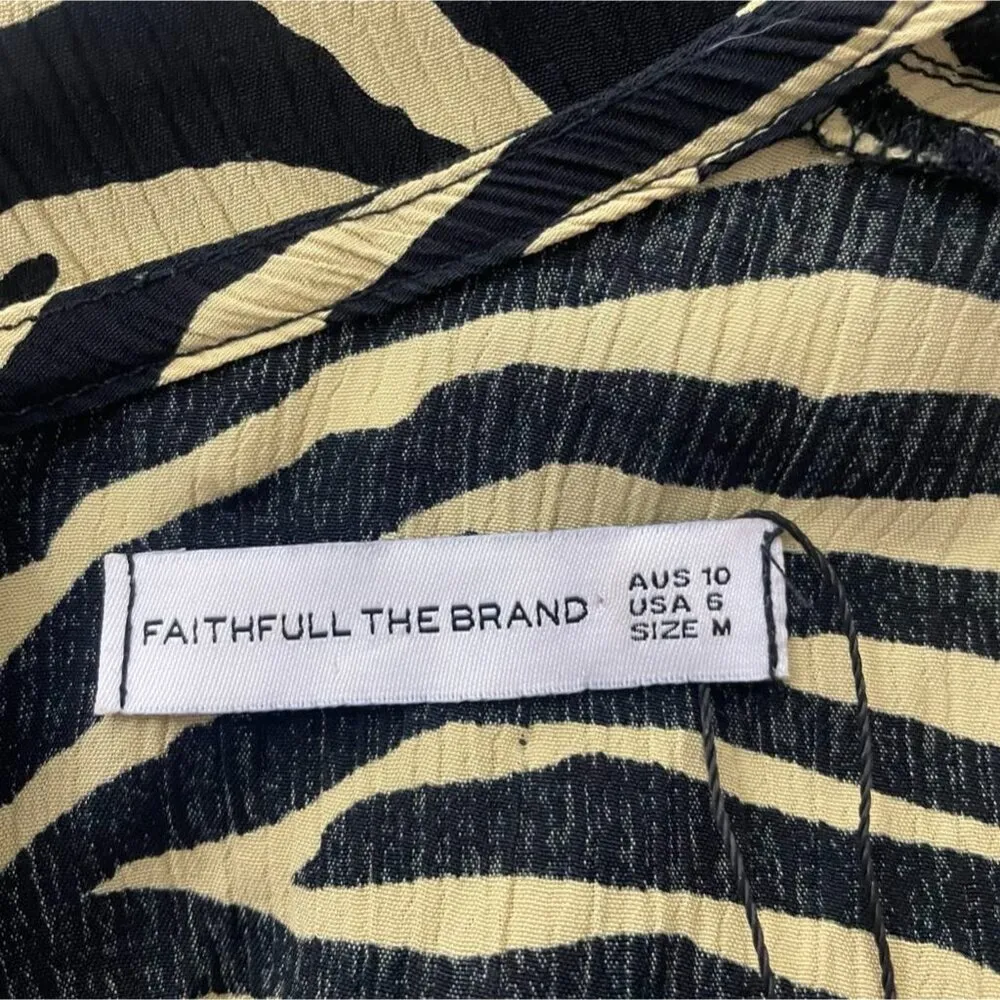 Faithfull The Brand Size 6  Ilia Dress in Pale Yellow Amaia Zebra - Image 8