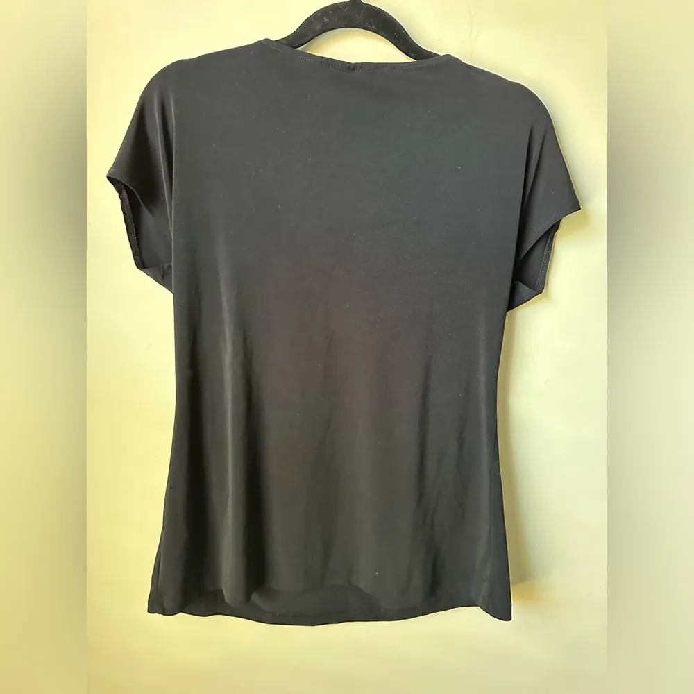 New York and Company Womens Top Size S Black Blouse Cap Sleeve Shirt - Image 3