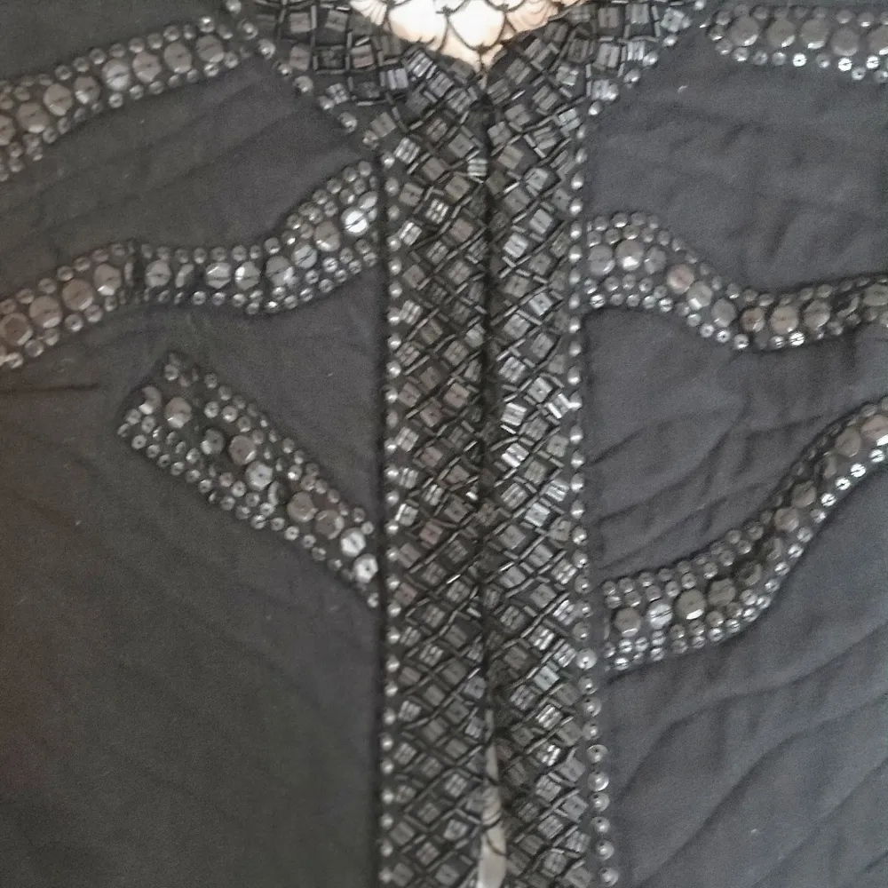 Malvin Women Of Hamburg Black Sequin beaded detail cotton Quilted Jacket… Size 8 - Image 10