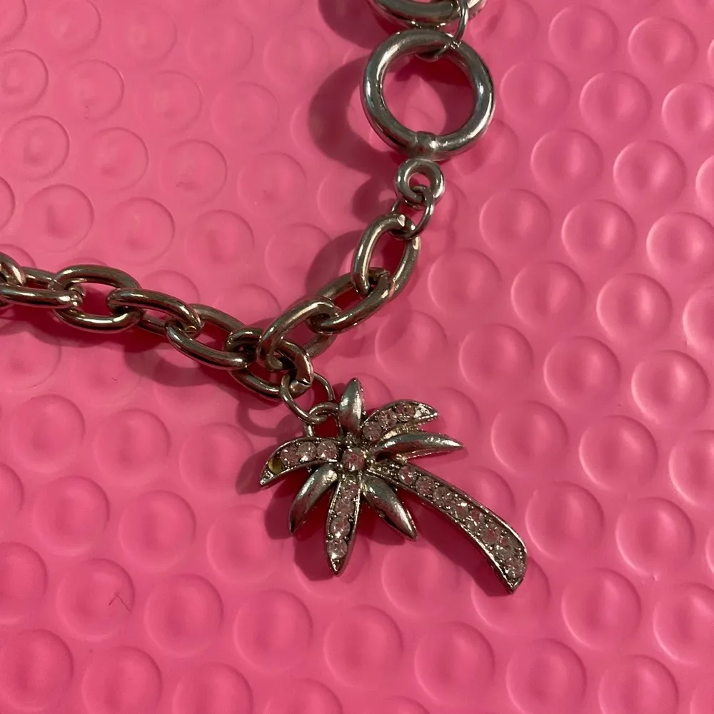 Vintage Palm Beach Jewelry Silver and Rhinestone Palm Tree Toggle Bracelet. 8” - Image 4