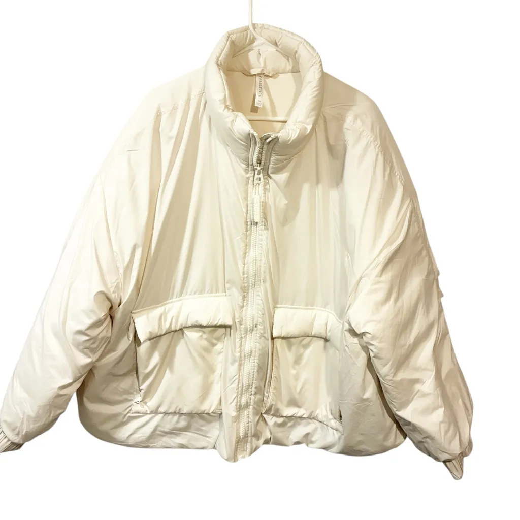 FABLETICS Plus Size All Weather White Short Padded Puffer Bomber Coat Jacket 3X - Image 2