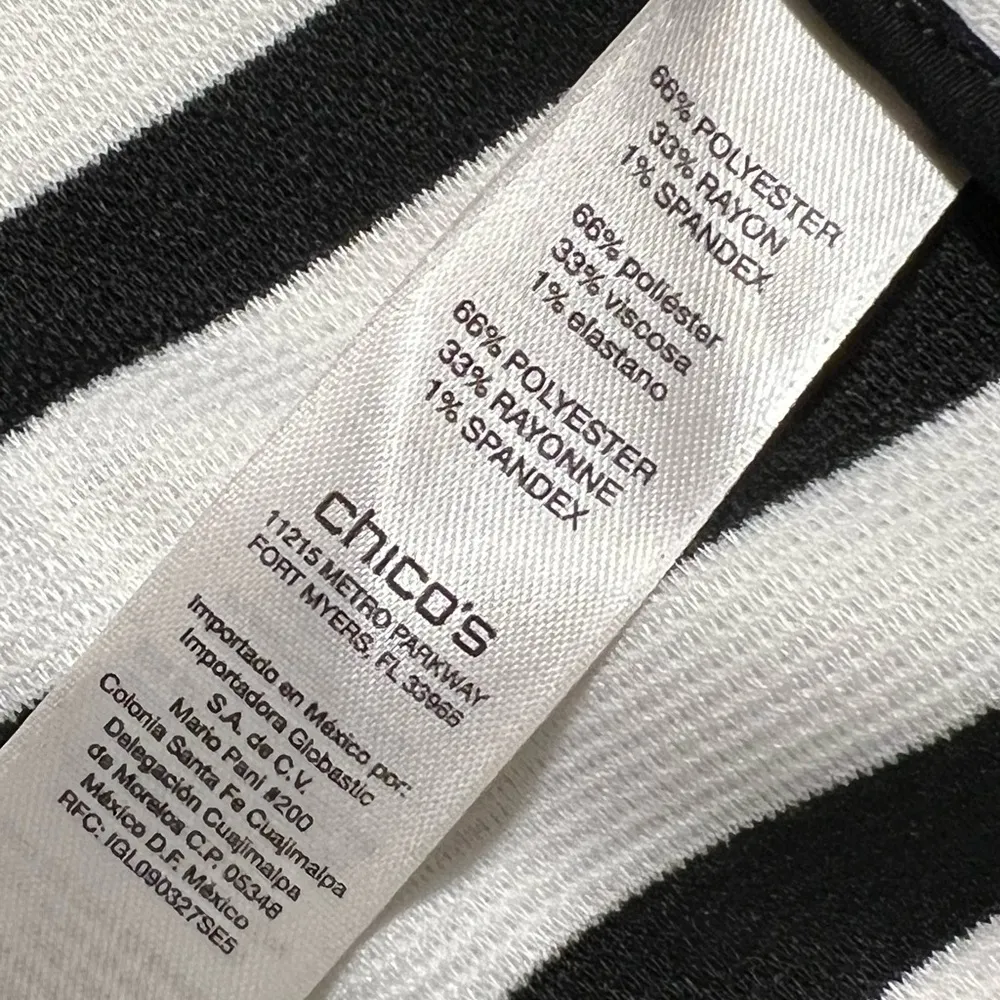 Chico's size 1 (8-10) sleeveless women's dress black white striped zips us front - Image 6