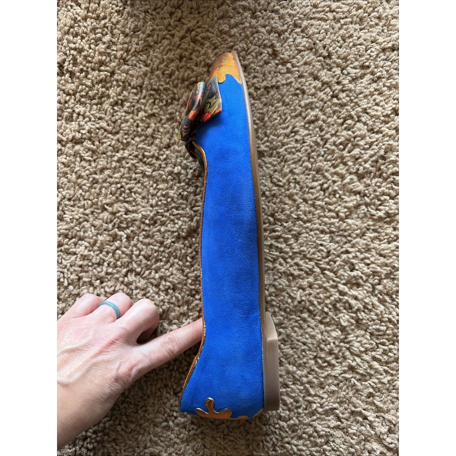 Dream Walkers SANDRA Wearable Art Suede Pointed Flat Shoes EU 41 Handmade NEW Blue Size 10 - Image 7