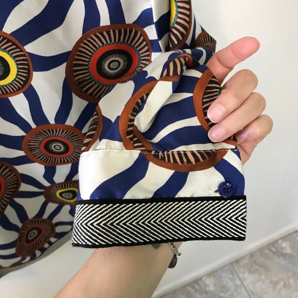 Maliparmi Shacket designer shirt jacket fluid tribal glass Anthro button - Image 7