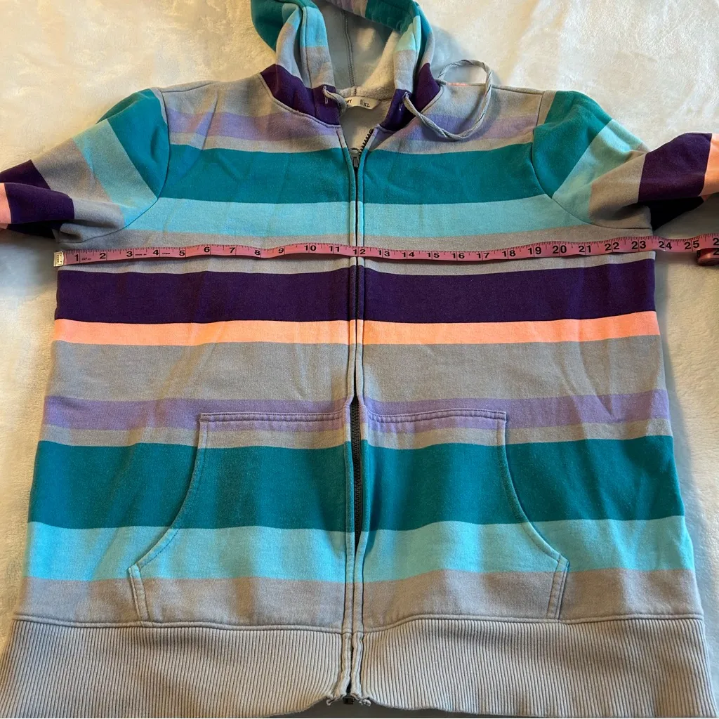 Old Navy multi color striped zip up hoodie size XL casual athleisure - Image 8