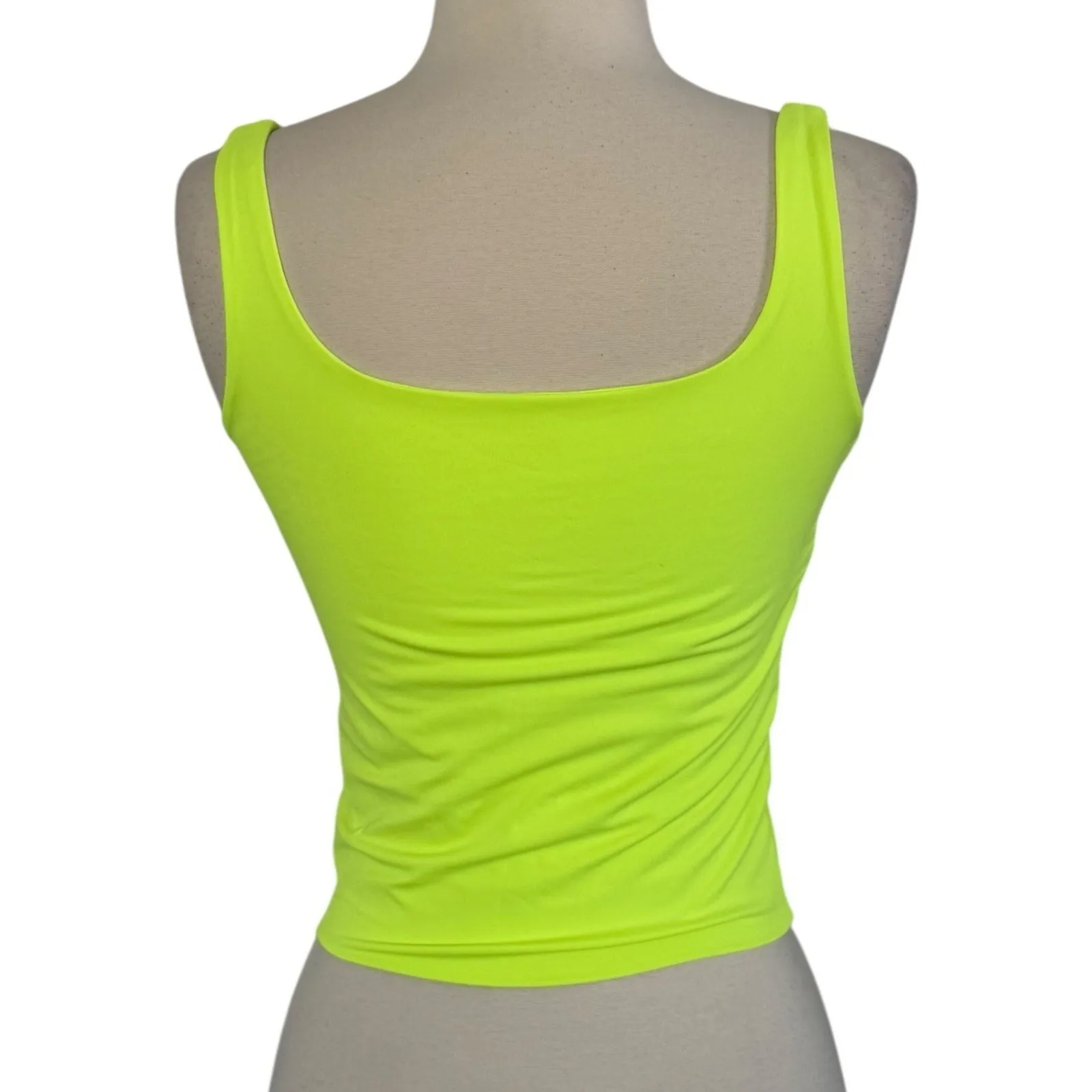BITE IT! Neon Fluorescent Yellow Tank Crop Top Grunge Punk Retro Festival Size S - Image 5