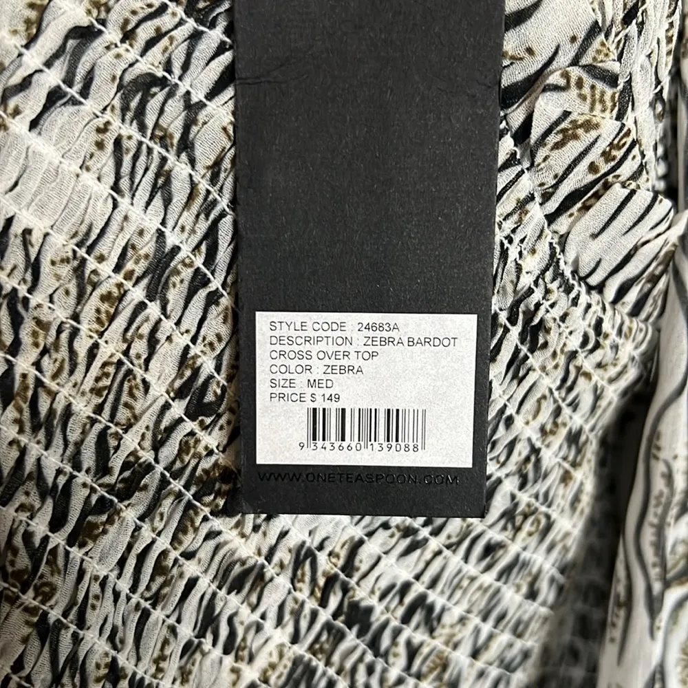 One Teaspoon NWT  Zebra Bardot Cross Over Top - Image 5