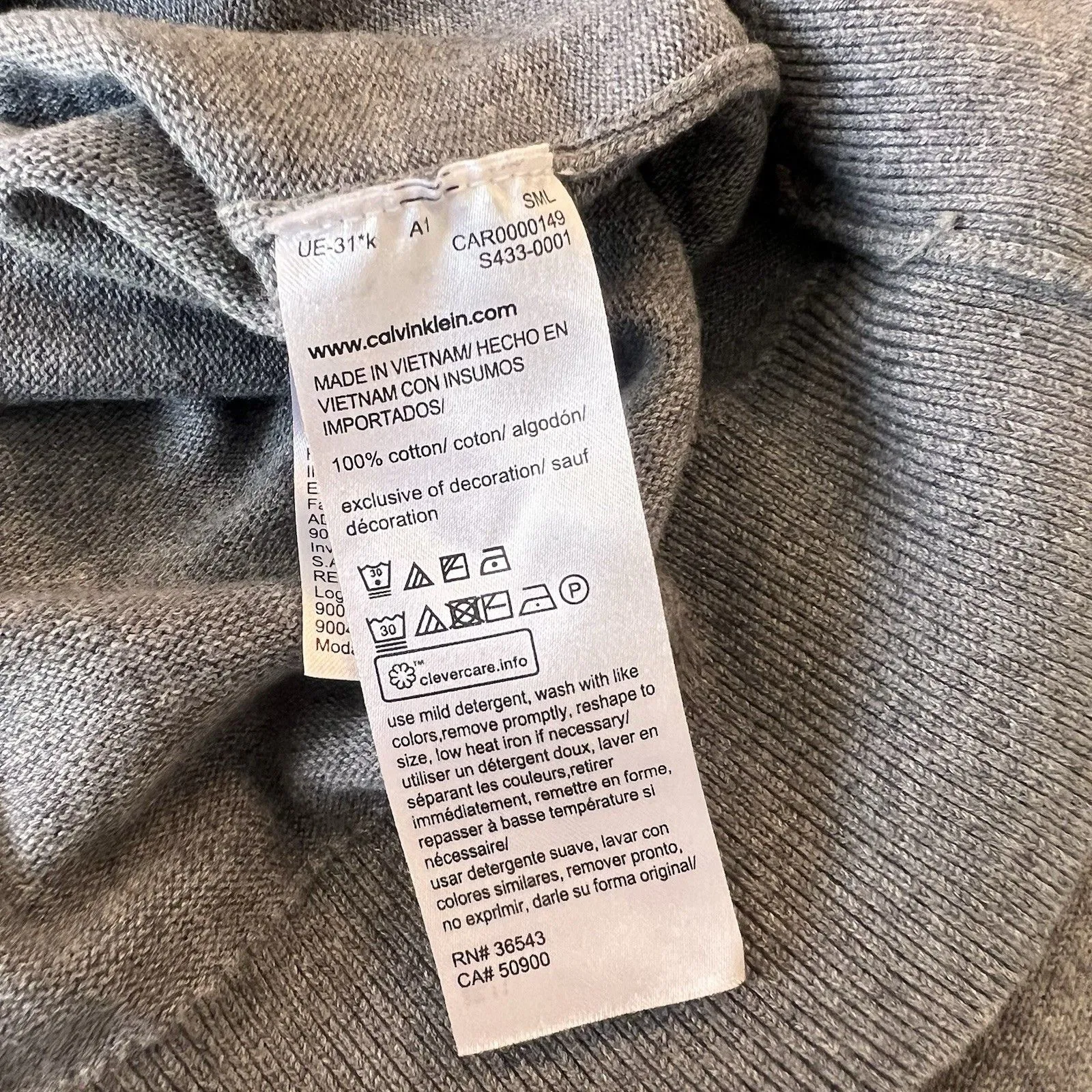Calvin Klein Cotton Crewneck Sweatshirt Gray Sz Large relaxed comfy casual #54 - Image 3