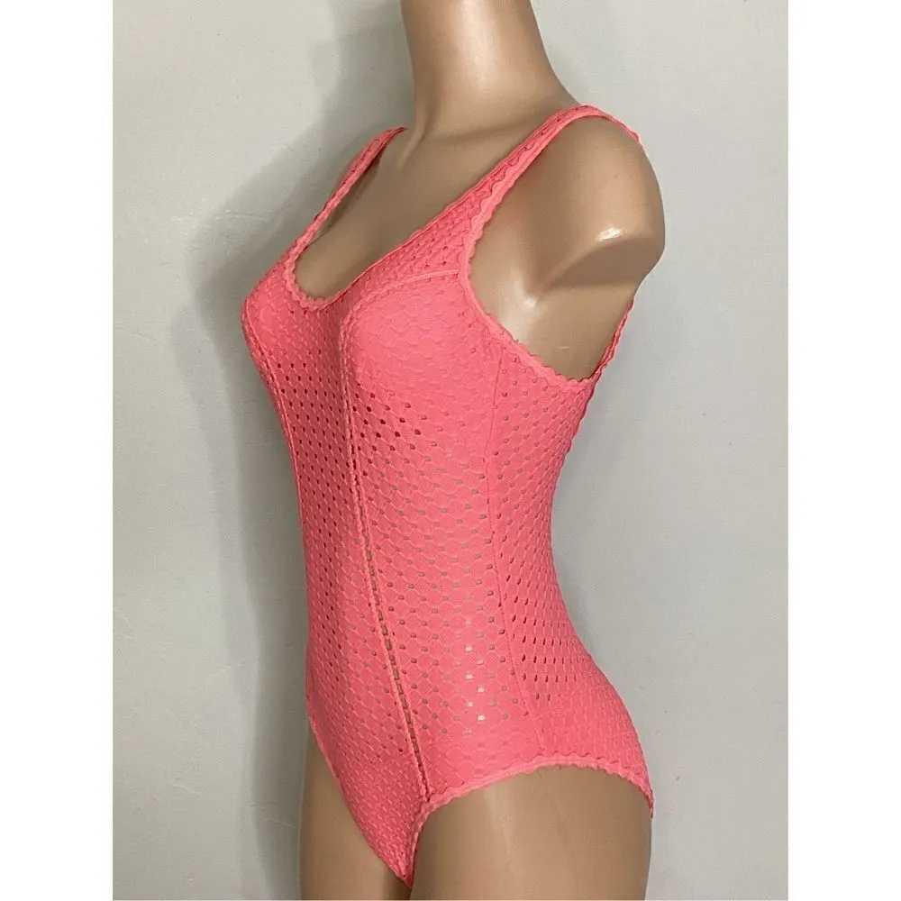 New. Robin Piccone coral crochet lace swimsuit. Retails $178. Small - Image 4