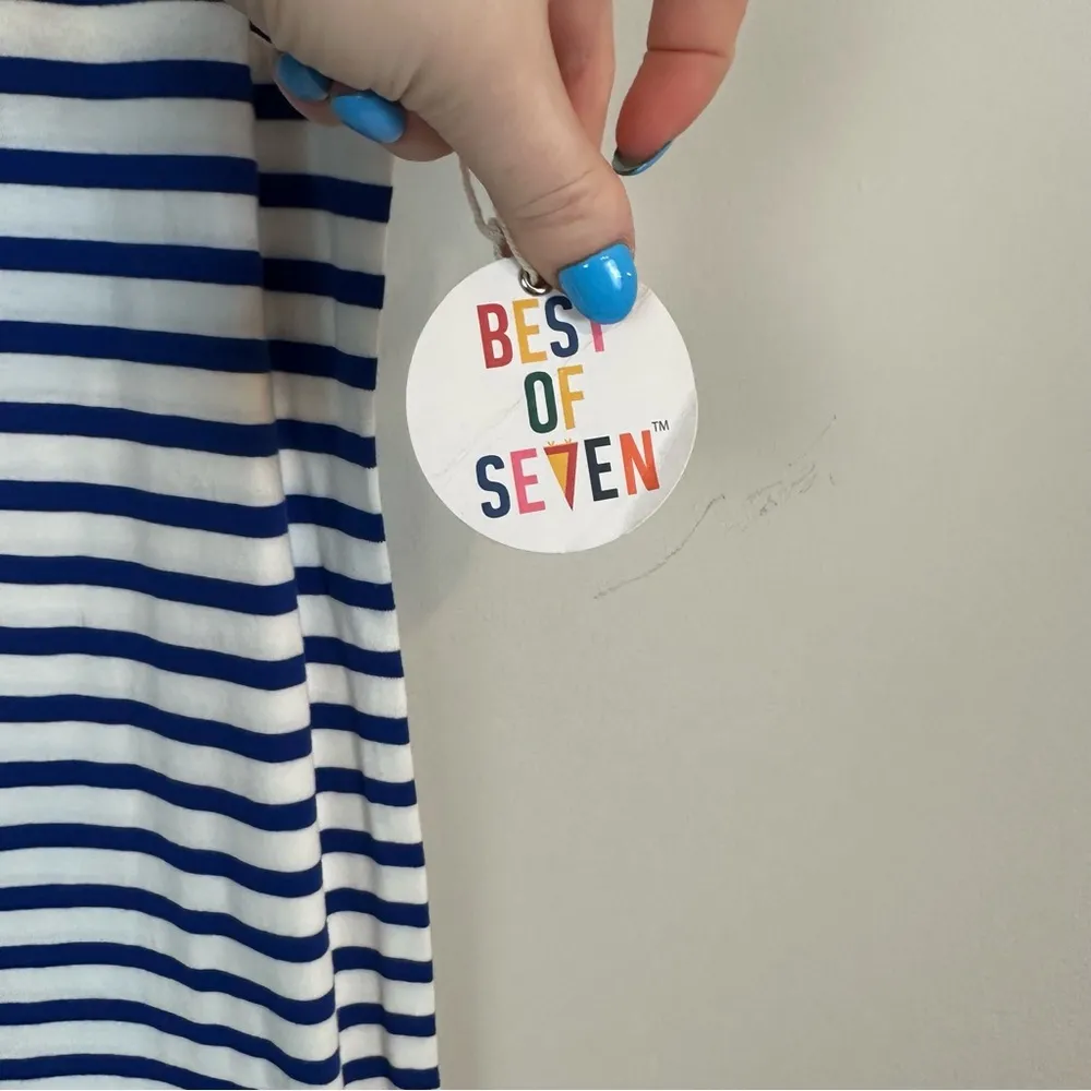 Best of Seven | Blue and White Striped Sleeveless Dress Size XS NWT - Image 4