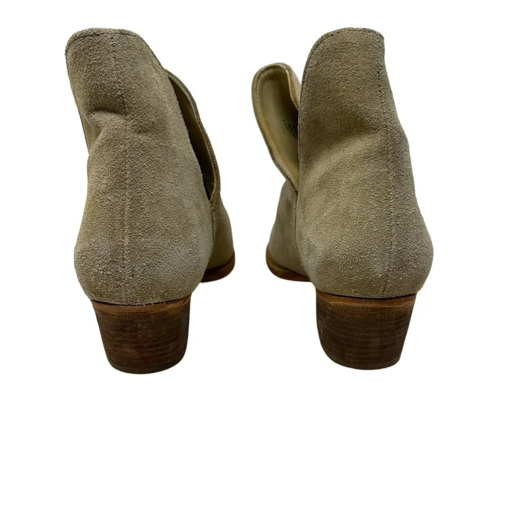 Free People‎ Charm Double V Ankle Boots Camel Suede Size Beige 37.5 US 7 - Image 6