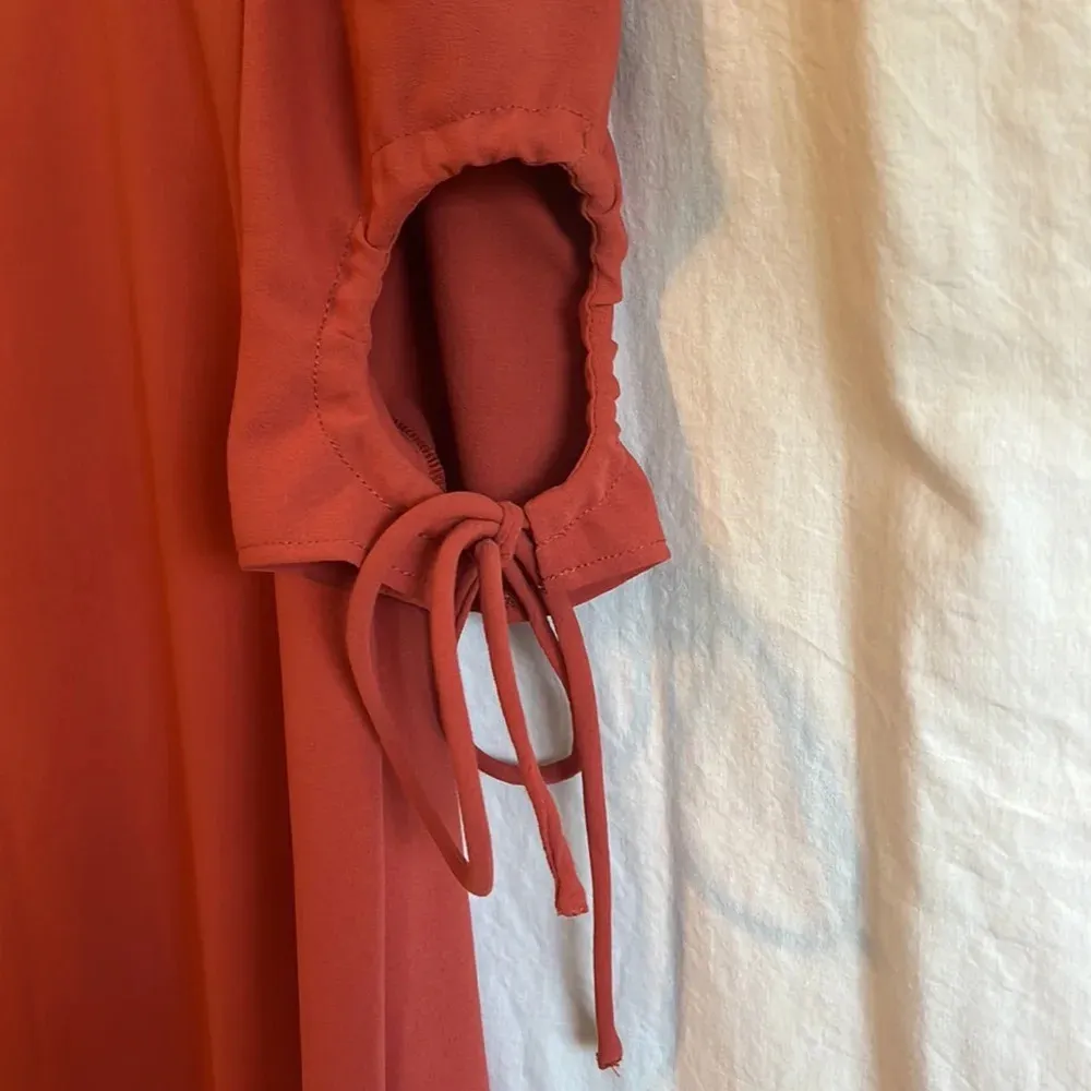 See by Chloe Crewneck Mini Dress Burnt Orange Cutout Tie Short Sleeve 36… - Image 9