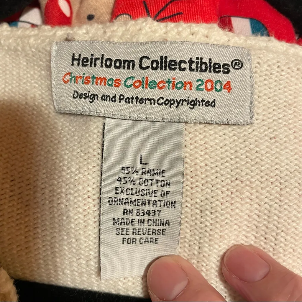 Vintage Holiday Embroidered Cardigan Sweater White Size L - Image 7