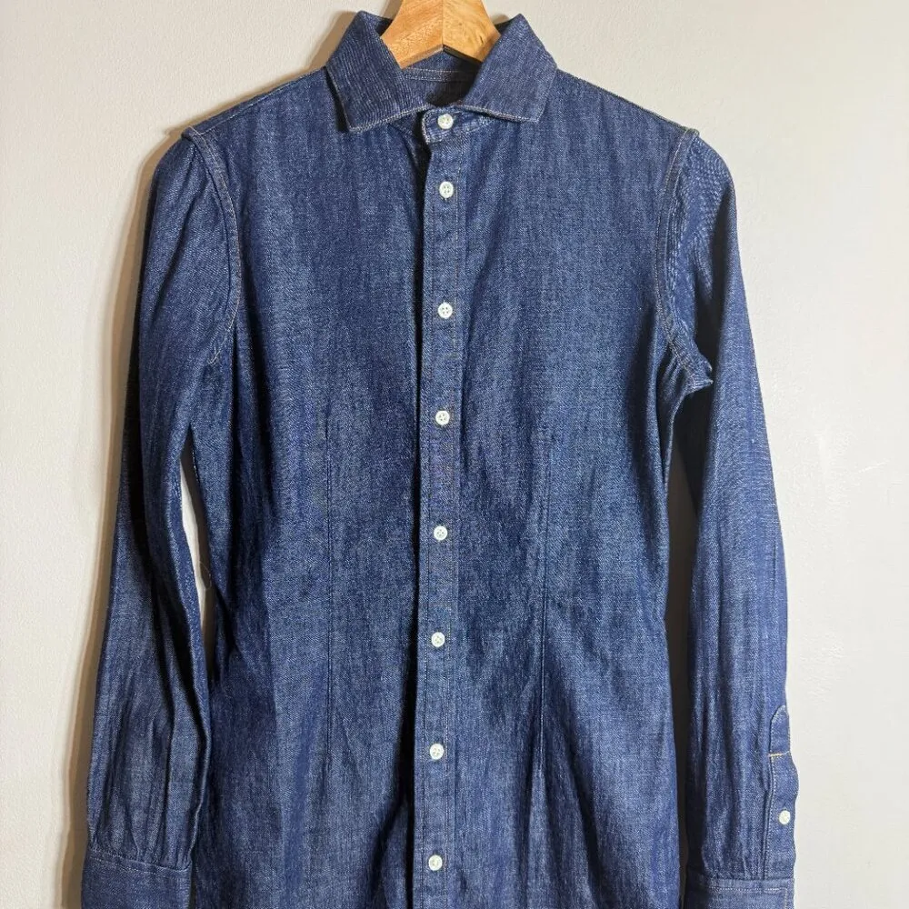 Polo Ralph Lauren Button Up Denim Shirt Dress Women's 2 Blue Fitted Preppy Chic - Image 9
