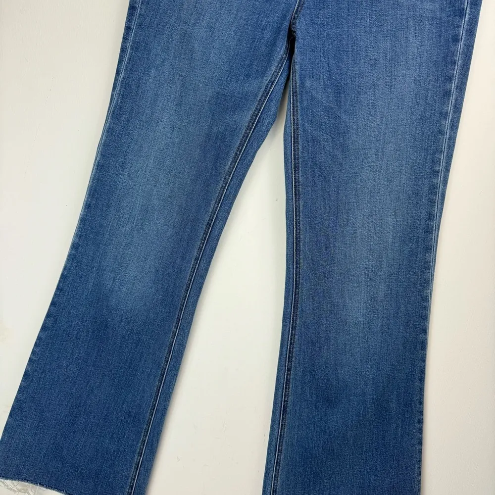 J. Crew Ashbury Flare Sz 29 High Rise Medium Wash Stretch Raw Hem - Image 5