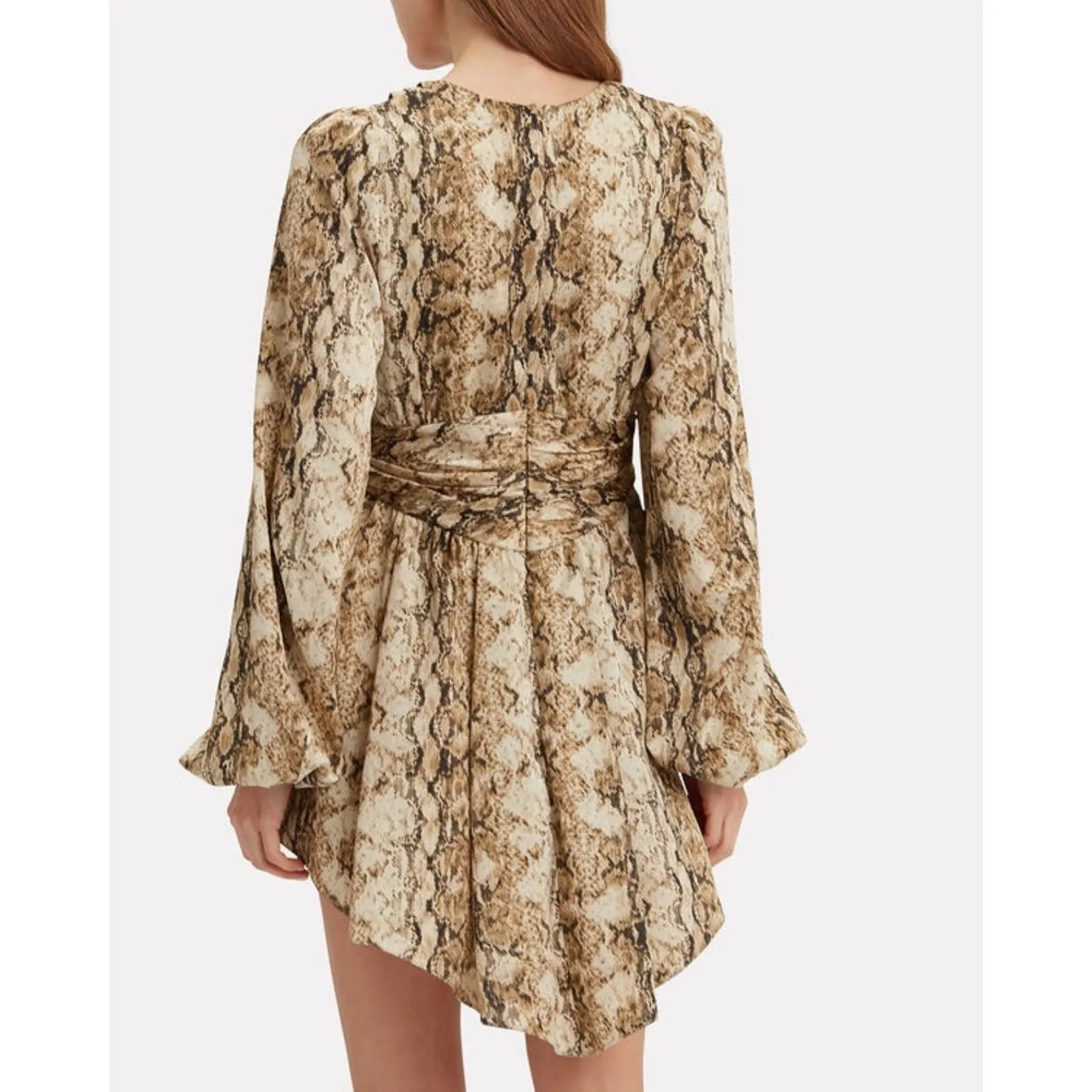 Ronny Kobo Orzora Snake Print Mini Dress Size Small Gently Used Boho Festival Tan - Image 4