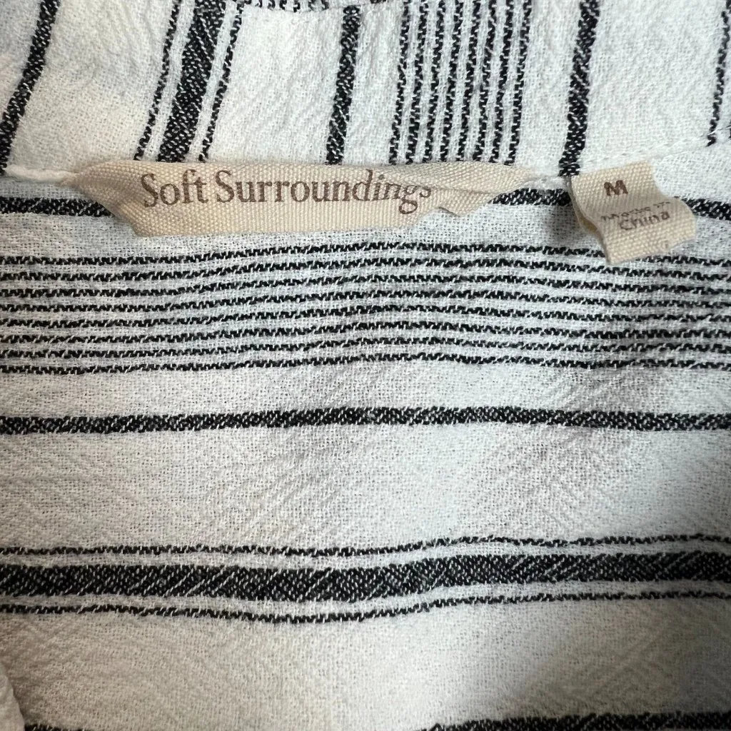 Soft Surroundings Tunic Top Womens Medium Gray White Stripe Pockets 3/4 Sleeve M - Image 8