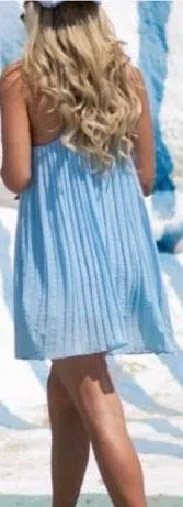 Light Blue Pleated Dress - Image 2