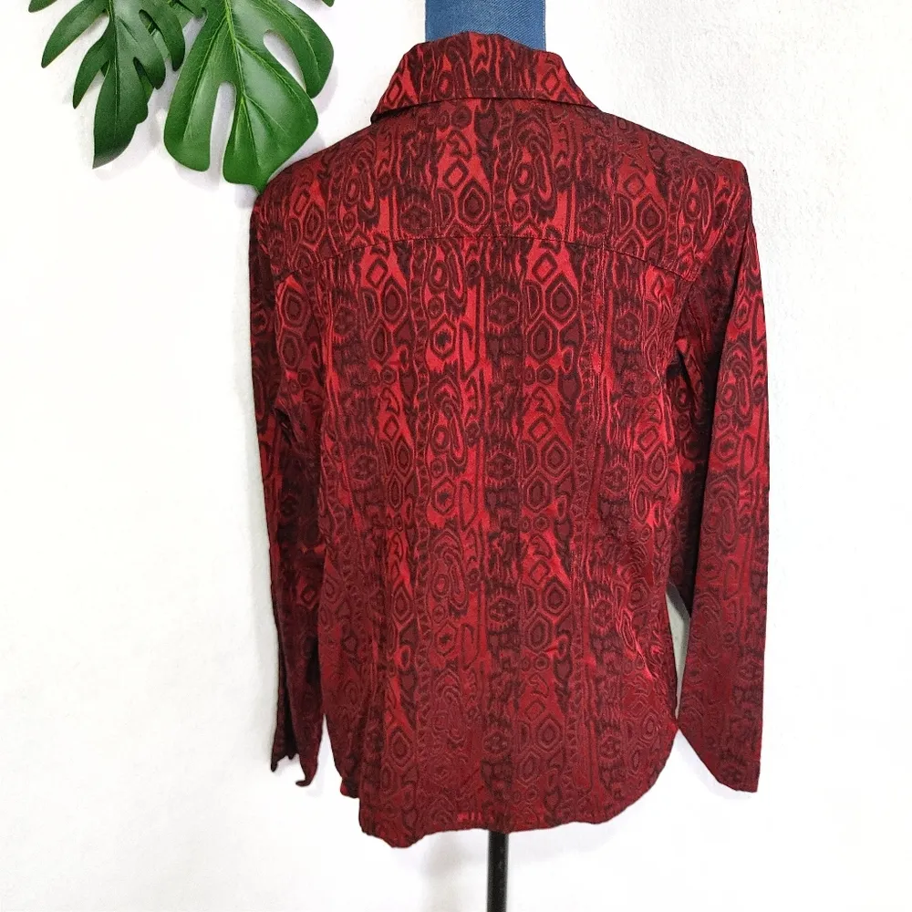 Chico's  Silk Blend Brocade Shirt Jacket - Image 4