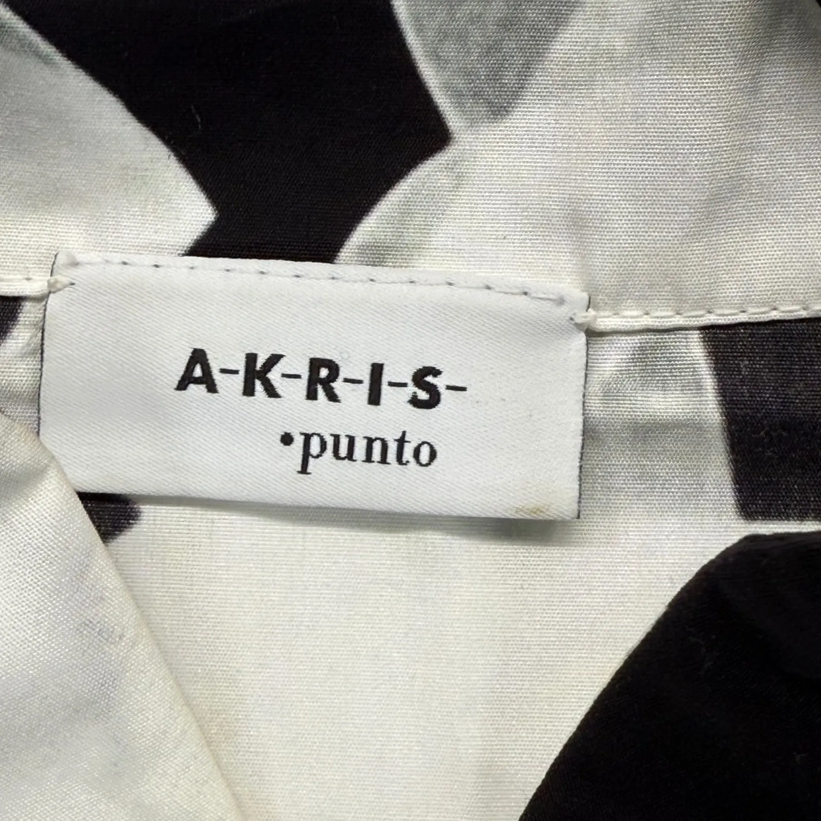 AKRIS punto Floral Print Cotton Tunic‎ Top Blouse Black White US 12 READ - Image 2