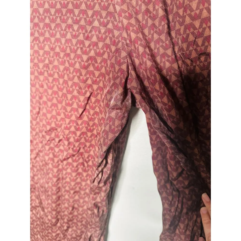 SPLENDID Purple Maroon Abstract Satin Lumi Wide Leg Pants Size Small - Image 6