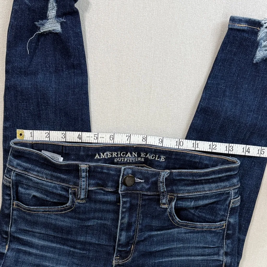 American Eagle Outfitters Dark Blue Skinny Jeans - Image 5