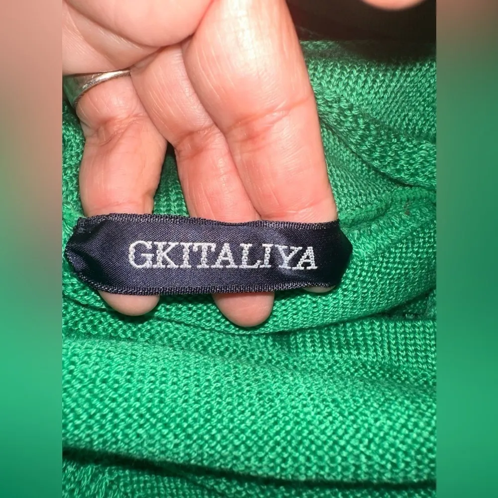 EUC GKITALIYA GREEN AND BLUE STRIPE SWEATER WITH FRON RHINESTONE LOGO SZ M Size M - Image 3